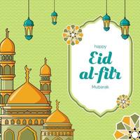 islâmico cumprimento cartão enfeite eid Mubarak Projeto vetor