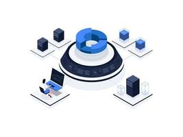 dados analytics isométrico ilustração plano cor. adequado para Móvel aplicativo, local na rede Internet, bandeira, diagramas, apresentação, e de outros gráfico ativos. vetor