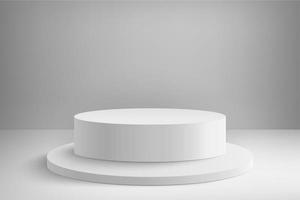 abstrato 3d realista branco esvaziar volta pódios. mínimo cena para produtos exibição apresentação. prêmio cerimônia conceito. abstrato cena com cilíndrico pódios vetor