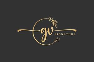 luxo assinatura inicial gv logotipo Projeto isolado folha e flor vetor