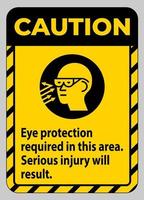 aviso sinal de proteção para os olhos necessária nesta área, ferimentos graves podem ocorrer vetor