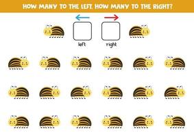 esquerda ou direita com bonito besouro do colorado. planilha lógica para pré-escolares. vetor