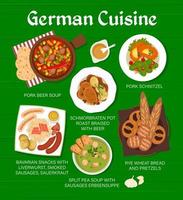 alemão cozinha cardápio com comida, almoço pratos, refeições vetor