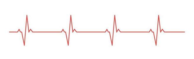 pulso do coração - linha vermelha curva em um fundo branco vetor