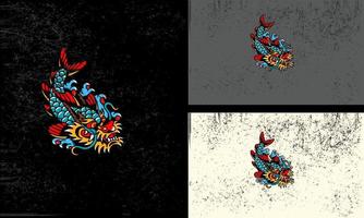 peixe cabeça Dragão vetor ilustração mascote Projeto