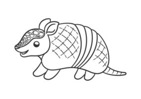 tatu em pé e sorridente Preto e branco linha arte desenho animado vetor ilustração simples versão. fofa animal personagem coloração página Projeto para crianças.
