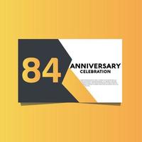 84 anos aniversário celebração aniversário celebração modelo Projeto com amarelo cor fundo vetor