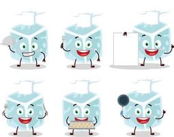 desenho animado personagem do gelo tubo com vários chefe de cozinha emoticons vetor