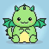 pixel 8 bits Dragão é sentado. animais dentro vetor ilustrações para jogos ativos e logotipos.