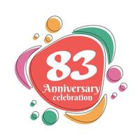 83º aniversário celebração logotipo colorida Projeto com bolhas em branco fundo abstrato vetor ilustração