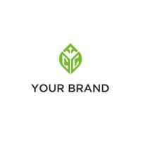 cc monograma com folha logotipo Projeto Ideias, criativo inicial carta logotipo com natural verde folhas vetor
