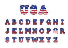 desenho de letras com a bandeira americana para decoração no dia patriótico americano vetor