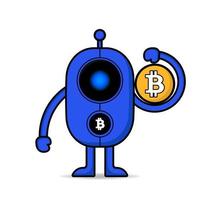 fofa robô bitcoin Projeto mascote vetor