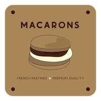 simples macaron caseiro, macaron fazer compras e padaria, pastelaria logotipo, Distintivos, rótulos, ícones e sinais. vetor