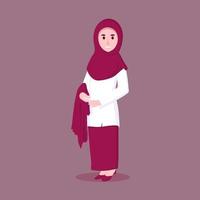 ilustração bonito dos desenhos animados mulher muçulmana no hijab. vetor