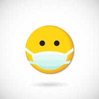 emoji com boca mascarar - amarelo face com fechadas olhos vestindo uma branco cirúrgico mascarar vetor