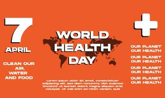 mundo saúde dia poster, bandeira, cartão convite, social meios de comunicação isolado em laranja fundo vetor