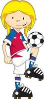 fofa desenho animado menina futebol futebol jogador - Esportes ilustração vetor