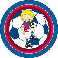 fofa desenho animado menina futebol futebol jogador - Esportes ilustração vetor