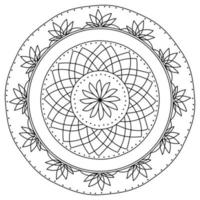 mandala com esboço floral elementos, meditativo coloração página vetor