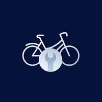 bicicleta, logotipo do serviço de conserto de bicicletas, vetor