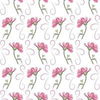 moderno desatado floral padrão, desenhado à mão Rosa flores em uma branco fundo. a elegante modelo para elegante impressões, impressão, local na rede Internet Projeto. vetor