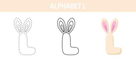 alfabeto l traçando e planilha de colorir para crianças vetor