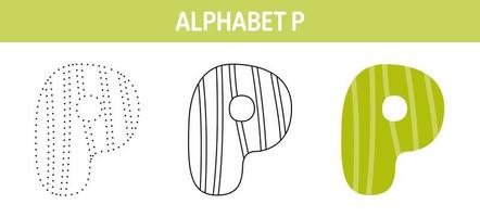 alfabeto p planilha de rastreamento e coloração para crianças vetor