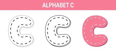planilha de desenho e coloração do alfabeto c para crianças vetor