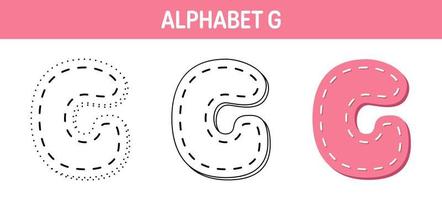 alfabeto g planilha de rastreamento e coloração para crianças vetor