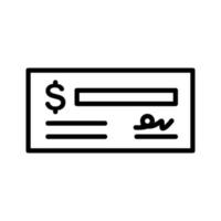 ícone de cheque bancário vetor