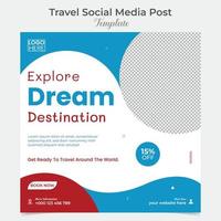 feriado viagem e turismo quadrado folheto postar bandeira e social meios de comunicação postar modelo Projeto vetor
