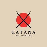 Katana espada plano logotipo modelo vetor ilustração.