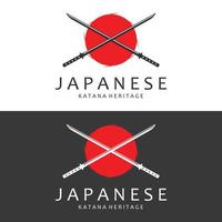 Katana espada plano logotipo modelo vetor ilustração.