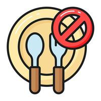 Proibido placa em Comida utensílios mostrando conceito vetor Projeto do Ramadã jejum