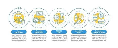 modelo infográfico de vetor de dicas digitais para prevenção de fadiga ocular