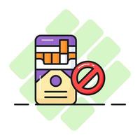 proibido placa em cigarro pacote mostrando conceito ícone do não fumar vetor