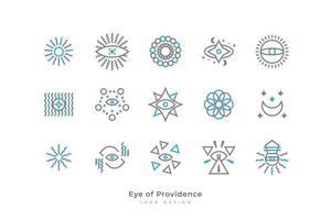 olho do providência ícone com astronômico elementos dentro simples linha estilo. todos vendo olho símbolo. oculto e místico sinal, pode estar usava para tatuagem vetor