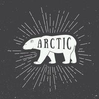vintage ártico branco Urso com slogan. vetor