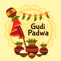 desenho de gudi padwa com alguns potes vetor