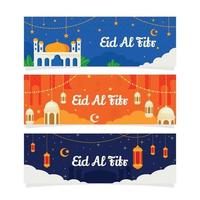 design de banner plano eid ramadan vetor