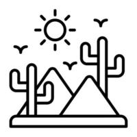 cacto com areia pilha e Sol mostrando ícone do deserto dentro moderno estilo vetor