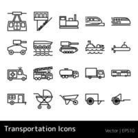 conjunto do transporte ícones isolado vetor