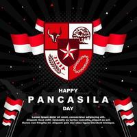 feliz dia de pancasila com fundo preto vetor