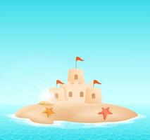 areia castelo em a de praia vetor ilustração. Castelo de Areia em a ilha vetor ilustração.