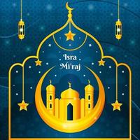 conceito de festa isra miraj ouro azul elegante vetor