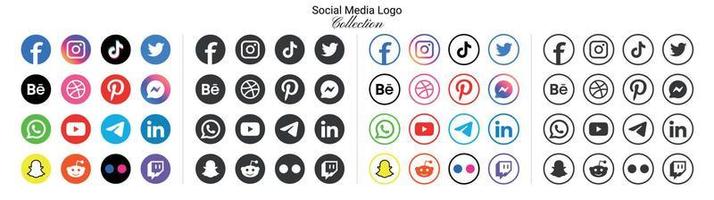 popular social rede logotipo ícones Facebook Instagram Youtube pinterest tiktok e etc logotipo ícones, social meios de comunicação ícone conjunto vetor