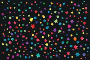 colorida e multicolorido Ramdon Estrela vetor. colorida fundo Preto do estrelas , confete. festas, festividades, têxteis. vetor