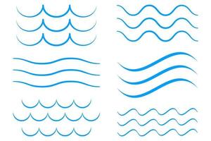 mar onda ícone definir. coleção do fino linha ondas. plano vetor ilustração