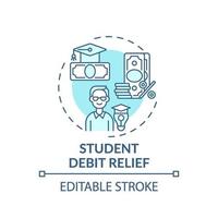 ícone do conceito de alívio da dívida do estudante vetor